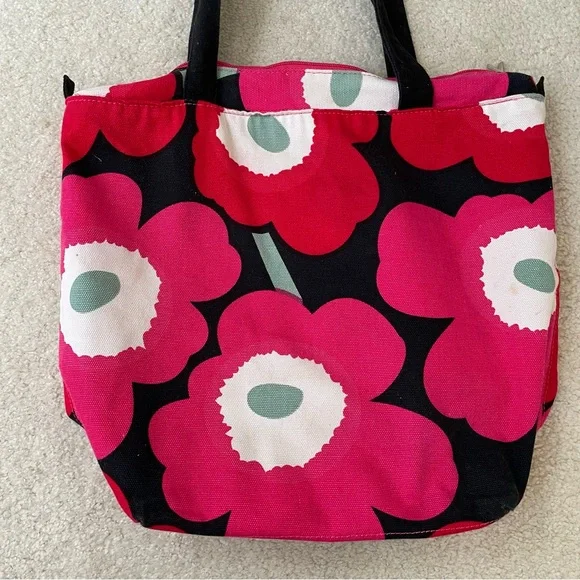Marimekko Avon Breast Cancer Crusade Red/Pink Floral Tote Bag (Stained) - Picture 5 of 15